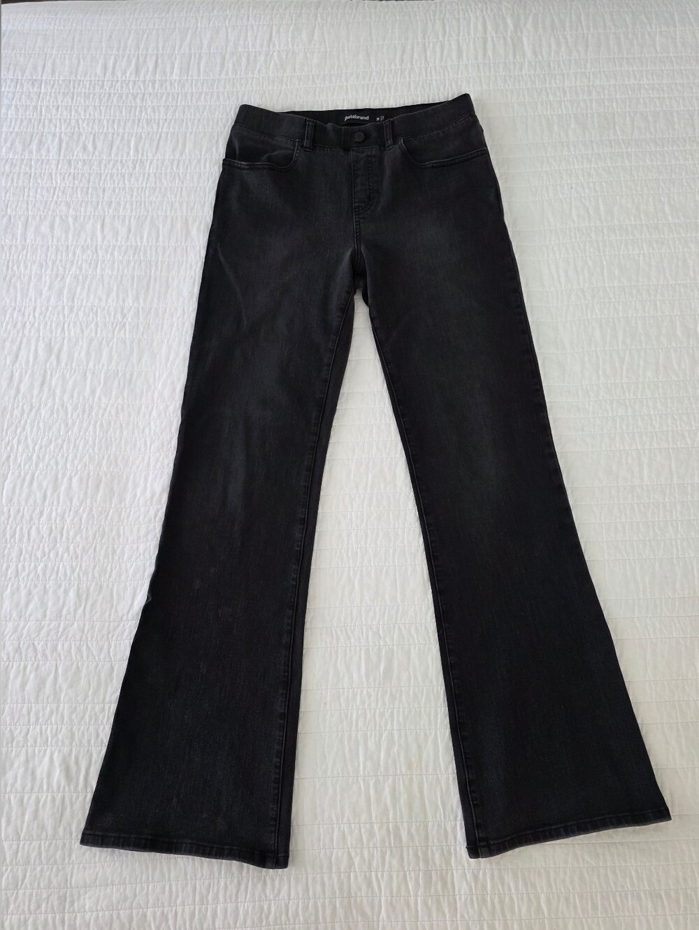 Betabrand Black Flare Women's Jeans Pullon Stretch Tall 31"